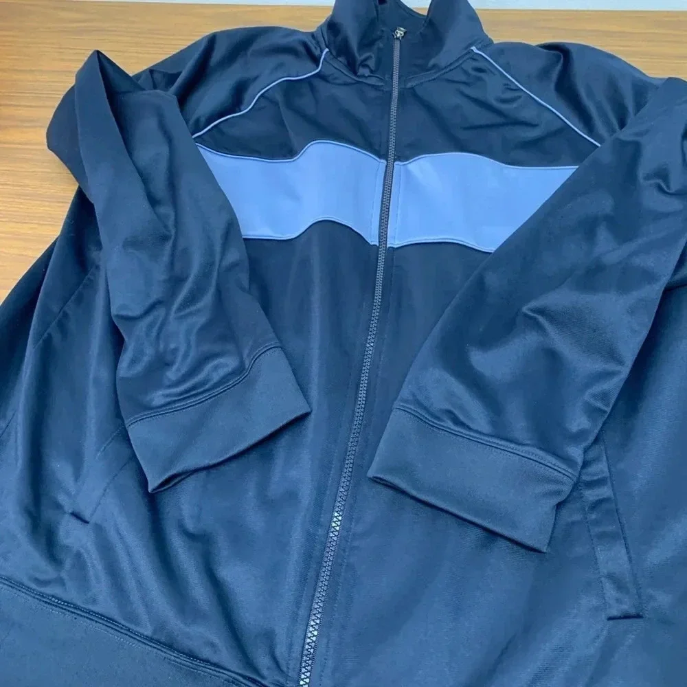 Banana Republic Men Sweatshirt XL Full Zip Blue Color Block Fleece Lined Pockets